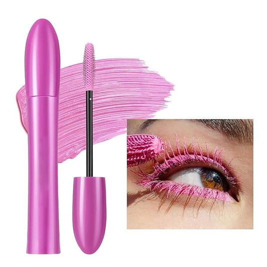 Colored Mascara, Waterproof Volume Lengthening Lashs Cream, 24 H Long Lasting No Flaking Smudge-Proof No Clumping for Making Color Thicker Curled Eyelash (02# Pink, 0.18 OZ)