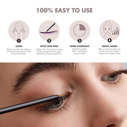 Eyelash Growth Serum - Longer, Fuller And More Voluminous Lashes - Vegan And Cruelty Free - Exclusive High-Tech Formula - Contains Moisturizing, Soothing And Active Ingredients - 0.1 Oz