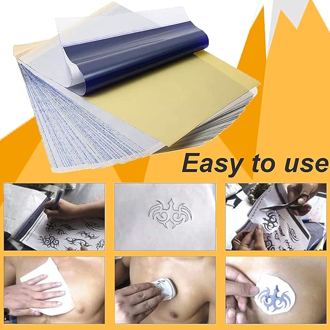 3mm Tattoo Skin Practice Kit - Yuelong 25Pcs Tattoo Fake Skin with Tranfer Paper Kit 5pcs Fake Skin and 20Pcs Stencil Paper Silicone Thick Practice Skins Double Sided and A4 Tattoo Stencil Paper