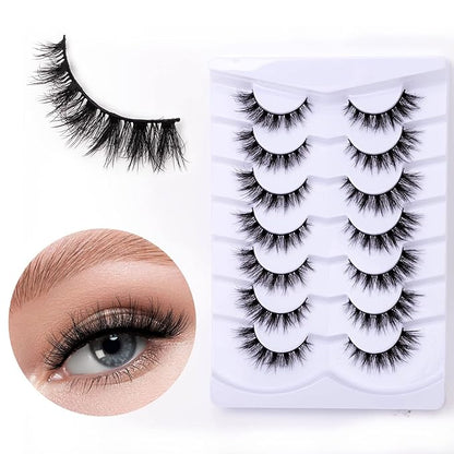 Cat Eye Natural Lashes Wispy False Eyelashes Short Fluffy Fake Lashes- 7 Pairs, ZG86