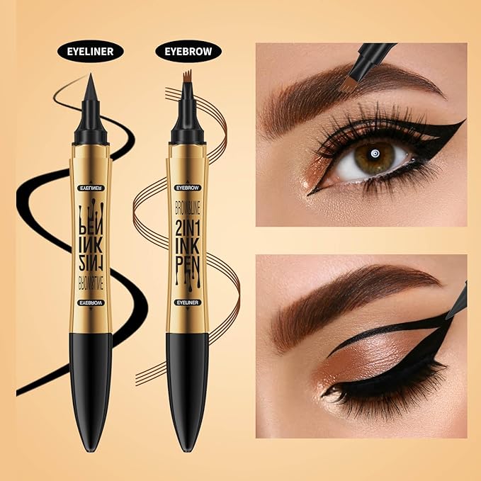 2 in 1 Magic Eyebrow Pencil, 4 Tip Microblade Eyebrow Pen Microblading Eyebrow Pencil Contouring Pen for Natural Daily Look Eyebrow Makeup