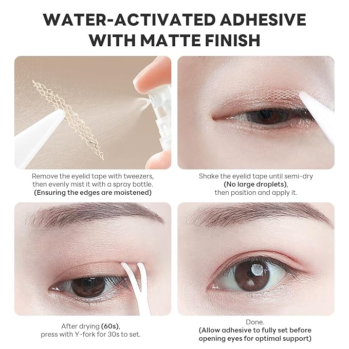 960 Pcs Double Eyelid Tape Invisible Breathable Eyelid Tape Lifter Strips for Hooded Eyes Natural Long-Lasting Lace Double Eye Lid Sticker with Tools - 20 Sheets Olive Shape