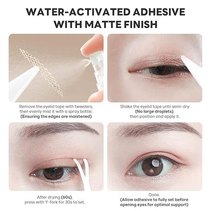 960 Pcs Double Eyelid Tape Invisible Breathable Eyelid Tape Lifter Strips for Hooded Eyes Natural Long-Lasting Lace Double Eye Lid Sticker with Tools - 20 Sheets Olive Shape