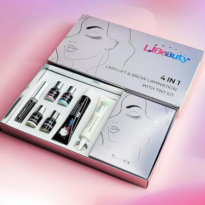 Libeauty Eyelash Lift and Tint Kit Fast Curling Coloring Lash Perm Black Dye Kit With L&C Shapes Lash Lifting Pads Suitable for Salon & Home Use