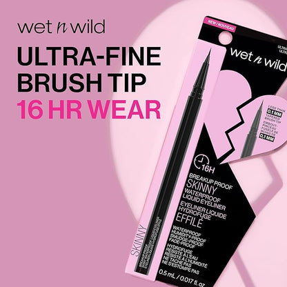 wet n wild Breakup Proof Liquid Eyeliner - Ultra-Fine Brush, Waterproof, Long-Lasting - Cruelty-Free & Vegan - Ultra Black (Pack of 2)
