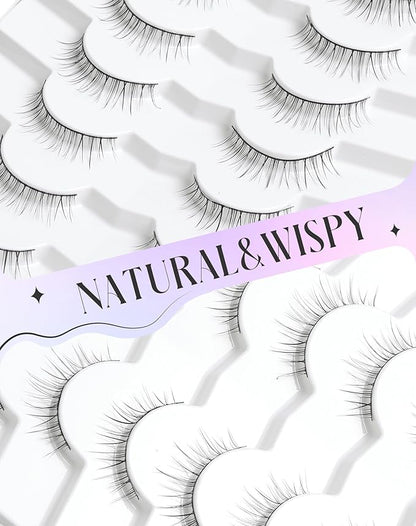 Natural Lashes Wispy 10mm Short Lashes Natural Looking False Eyelashes Small Lashes for Clean Look K38