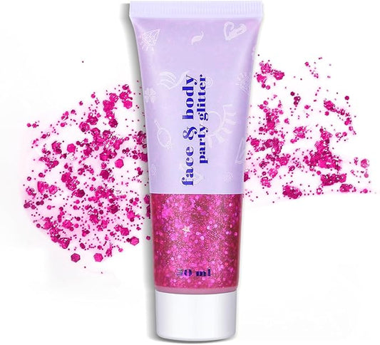 Long Lasting Rose Body Glitter Holographic Sparkling Cosmetic Grade Chunky Glitter for Face Hair (Rose)
