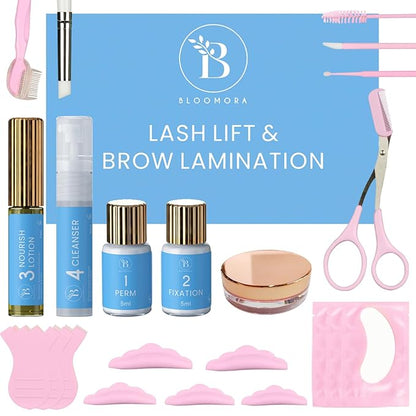 Lash Lift Kit, Eyebrow Lamination Kit, 2-in-1 Solution, At Home Brow Lamination Kit, Eyelash Lift, Lasts 6-8 Weeks, 15 Applications, DIY Perm Kit for Eyelashes and Brows