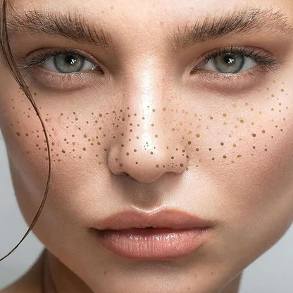 6 PCS Gold Freckles Temporary Face Tattoo, Gold Face Glitter Makeup Patches, Sweatproof Waterproof Face Freckles Accessories for Women Girls