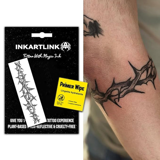 Semi Permanent Tattoo,men's tattoo, exquisite and realistic design, fun tattoo experience, cruelty-free, non-reflective, waterproof (Thorns)