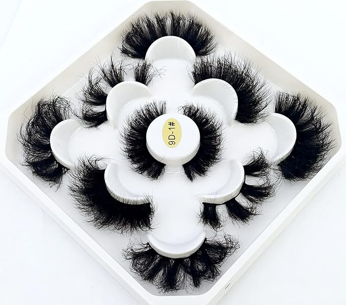 HBZGTLAD new 5 Pairs 25 mm 3d Mink Lashes Bulk Faux with Custom Natural Mink Lashes Pack Short Wholesales Natural False Eyelashes (9D-01#)