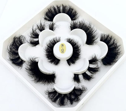HBZGTLAD new 5 Pairs 25 mm 3d Mink Lashes Bulk Faux with Custom Natural Mink Lashes Pack Short Wholesales Natural False Eyelashes (9D-01#)