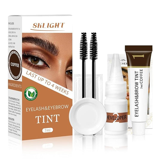 Lash Color Kit, Natural Eyelash & Eyebrow Color Kit Lasting for 4 Weeks, Waterproof & Safe Color for Salon Home Easy Use, Gift for Women Girl Mom Wife 7ML(Coffee)