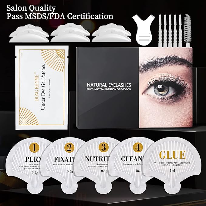 Lash Lift Kit, Sachet Eyelash Perm Kit, 2 In 1 Lash Brow Lamination Kit, Semi-Permanent Eyebrow Eyelash Lifting Curling Perming Professional for Salon DIY at Home by DONG RHYME