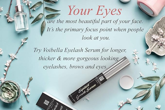 Voibella Eyelash Growth Serum and Eyebrow Appearance Enhancer 8.87ML - Natural Eye Lash Beauty Enhancing and Brow Serum To Boost Healthy Aspect and Show Thick, Longer, Lush and Lavish Lashes