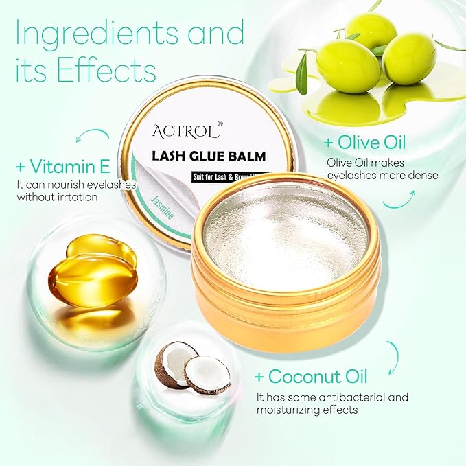 Lash Lift Glue Balm Eyelash Lifting Perm Jasmine Strong Hold Lash&Brow Perm Glue Balm Eyebrow Glue Adhesive Powerful Sticky Brow Lamination 0.35Oz/10G