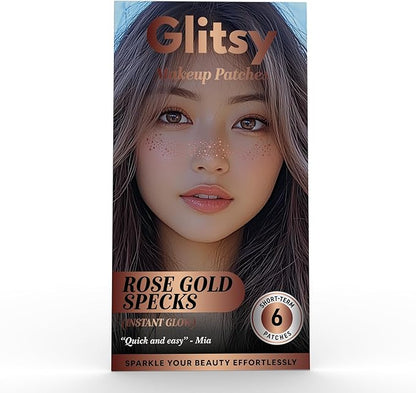 Makeup Patches, Face Makeup Glitters, Instant Glow Maquillage Patches, Waterproof Glitter Speckles for Face (Rose Gold)