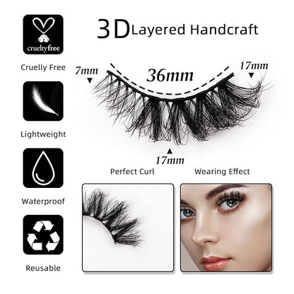 False Eyelashes Fluffy Wispy Fake Eyelashes Strip 3D Faux Mink Lashes Pack - 7 Pairs, Z22
