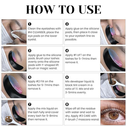 Libeauty Lash Lift and Color Kit with 15ml Black Set, 4-in-1 Professional Eyelash & Eyebrow Perm DIY Kit, Quick Curling Coloring & Eyebrow Lamination, Complete Tools for Home & Salon Use