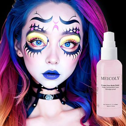 MEICOLY Pastel Pink Face Body Paint,2.1Oz Smudge-proof Face Paint,Water Based Washable Full Body Paint for Adults and Kids,Face Painting for Halloween SFX Special Effects Costume Cosplay Makeup