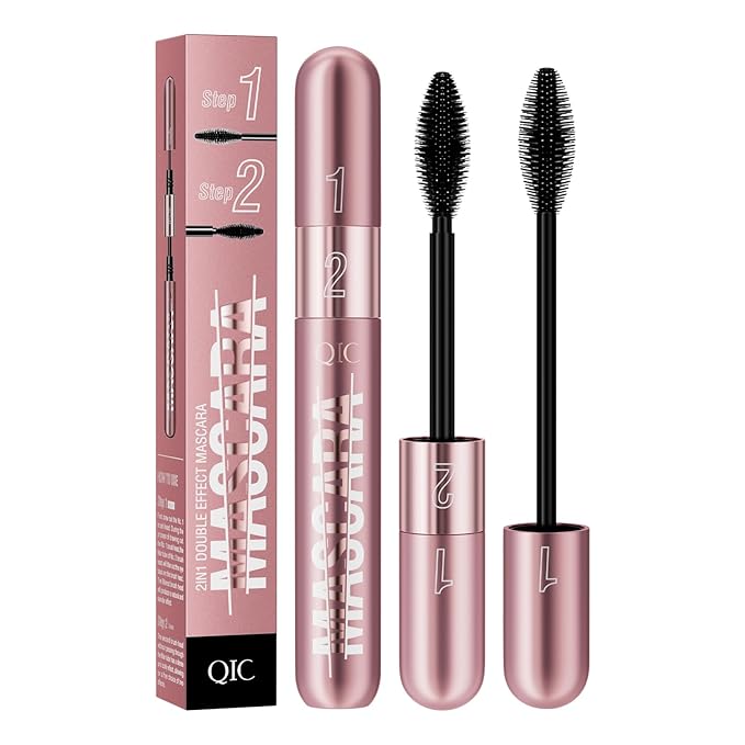 Mascara Brush Set with Long Lasting Mascara Pencil, Pink, black