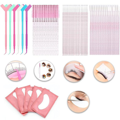 50 Pink Lash Spoolies for Eyelash Extensions, 50 Lip Brush for Lipstick, 50 Micro Swabs for Eyebrow Lamination,6Pcs Y Shape Eyelash Lift Tool Eyelash Brush,5 Pairs Lint Free Under Eye Gel Pads