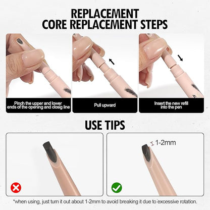 Microblading Eyebrow Pen, Liquid Eyebrow Pencil, Square Angled Eyebrow Brush Natural Hair-Like Brow, Long-Lasting, Waterproof Eyebrow Pen Easy To Color Quick Drying (01 Light Brown)