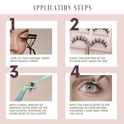 The Daydream wispy Lashes Clusters - Eyelash Extension Clusters Kit-Natural Look Eyelashes - Doll Eye Spiky Anime Lashes -Easy to Apply-Hybrid Salon Style Lashes-5 Sets Of Lashes