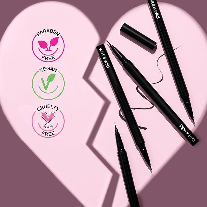 wet n wild Breakup Proof Liquid Eyeliner - Ultra-Fine Brush, Waterproof, Long-Lasting - Cruelty-Free & Vegan - Ultra Black (Pack of 2)