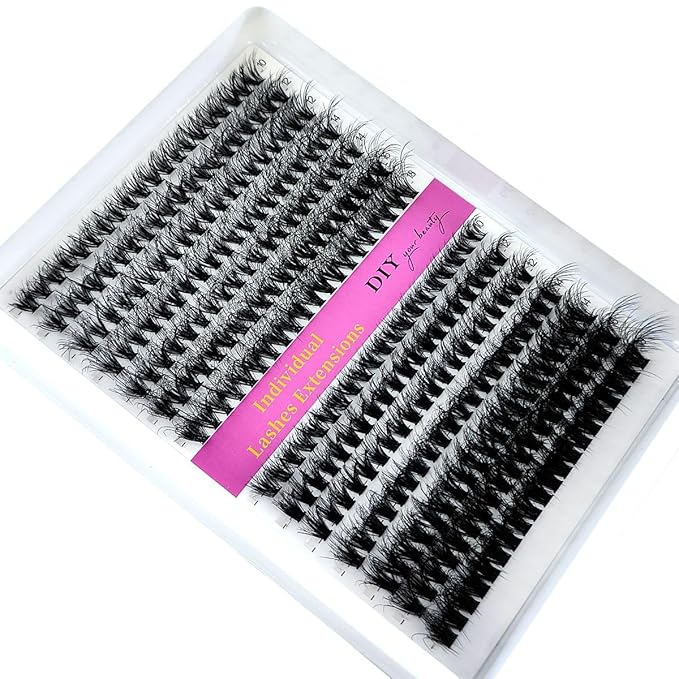 HBZGTLAD Fluffy Cluster Lashes 40D60D80D100D120D Natural Thick Eyelash Clusters D Curl Individual Lashes DIY Eyelashes Extension (14Rows 40P60P)