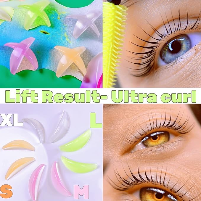 Lash Lift Rodss,DIY Eyelash Lift Pads,Silicone Eyealsh Perm Rods,Lash Lifting at Home 8 Pcs Eyelash Curler Pads 4 Sizes Reusable Soft Silicone Shields (New L curl Lift Pads)