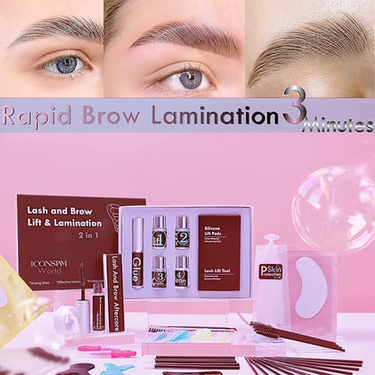 Lash Lift Brow Lamination 2 in 1, Rapid Eyelash and Eyebrow Lifting Kit, DIY Perming Lashes at Home Or Salon Usage Be Eye Voluminous for 6 Weeks about 10 Applications (5ml-Portable Lash & Brow Lift)