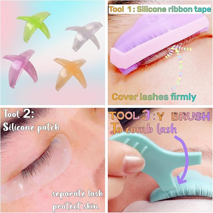 Lash Lift Shield Glueless On Eyelid, Crystal Eyelash Perm Rods, M Curl Lami Lamination Rollers Popular Lash Lifting Innovation - Perimg Guards with Ribbon Tape Eye Pad & Y Brush Lash Lift Tool