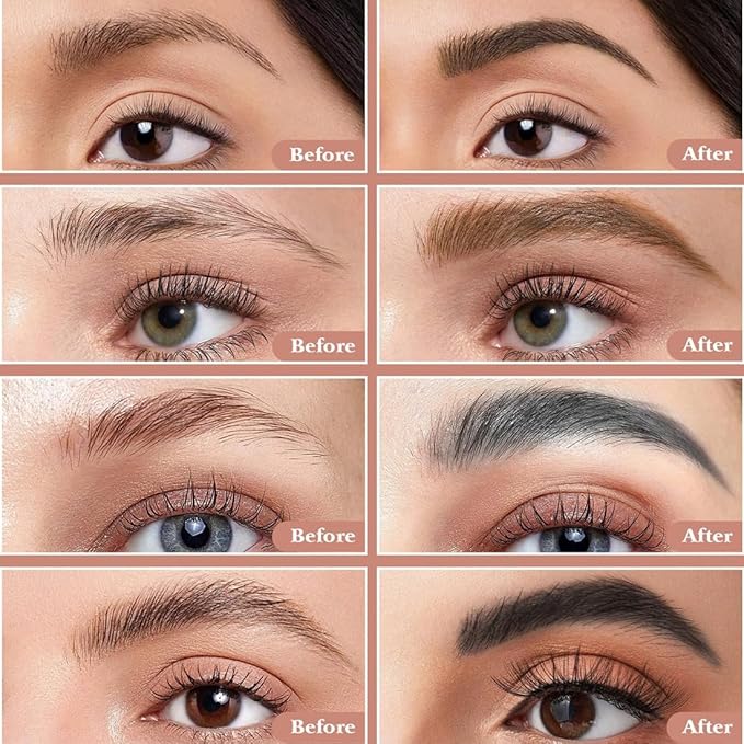 Magic Eyebrow Pencil 1Pcs Waterproof Eyebrow Tattoo Pencil 3D Microblading Eyebrow Pencil with 4 Fork Tip, Natural Makeup Fine Stroke Magic Eyebrow Pencil for women (Dark Brown)