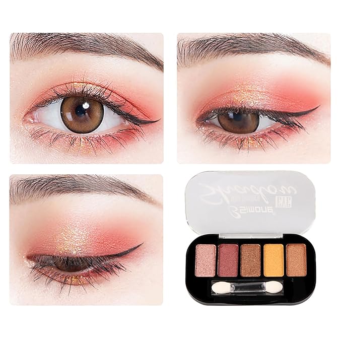 Dusty Rose Neutrals Eyeshadow Palette 5-Color | Highly Pigmented Matte&Shimmer Makeup, All-Day Wear Blendable Compact for Day/Night Looks, Vegan Cruelty-Free, Travel-Friendly Smudge-Proof