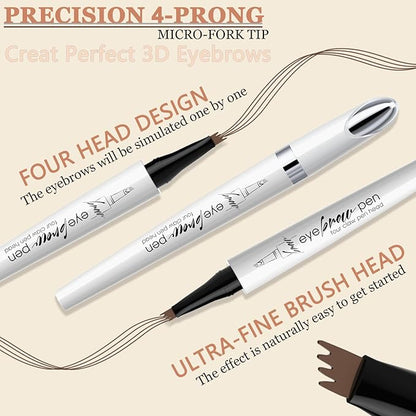 Microblading Eyebrow Pen-Upgraded Eye Brow Pencils for Women Brown with Micro-Fork Tip Applicator, Smudge-Proof and Waterproof Eyebrow Pencil for Natural Hair-Like, Last All-Day Wear, Light Brown