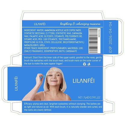 Mascara for Older Women 60 Plus, Mascara for Seniors with Thinning Lashes, Hypoallergenic Sensitive Eyes, Black Volume and Length, Waterproof Smudge Proof (2pc)