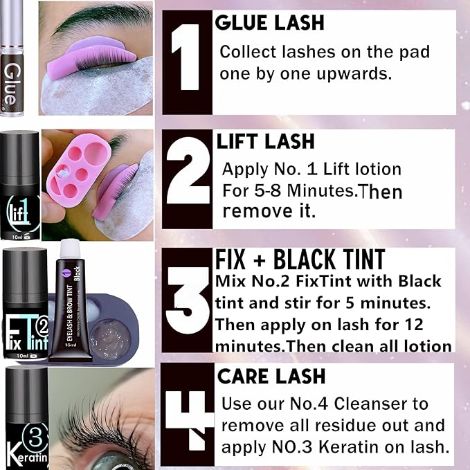Lash Lift and Brow Lamination with Black T-i-n-t, Rapid 5 Minute Eyelash and Eyebrow Lifting Make Eyes Visible and Voluminous for 6 Weeks More Than 15 lash Lift/D-Y-E Times (Black Lash&Brow Lift)