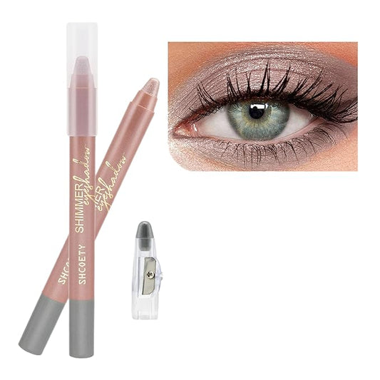 Rose Gold Eyeshadow Stick Makeup, Highlighter Cream Brightener Eye Shadow Pencil, Waterpoof Long Lasting Shimmer Eyeliner, Glitter Primer Palette Crayon