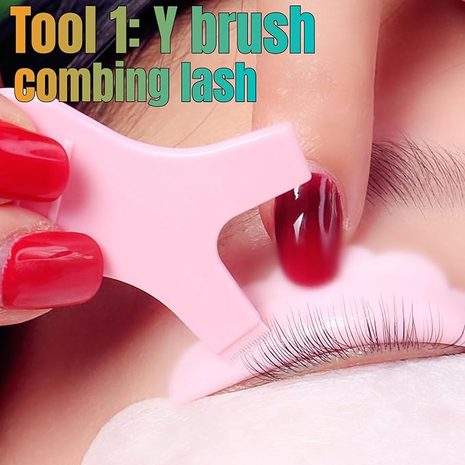 Eyelash Lift Shields Silicone Lash Curlers 8 Size Lifting Pads Jelly Lami Lamination Roller - Upper, Lower Perm Rod Perming Set with Ribbon Compensator, Eye Patch, Y Brush Tool-U Curl Shield