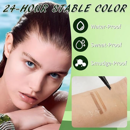 Microblading Eyebrow Pen,QIC Eyebrow 4 Tip Brow Pencil,Long-Lasting Natural Eyebrow Hair,Waterproof Magic Eyebrow Pencil Eyebrow Brush(Dark Brown)