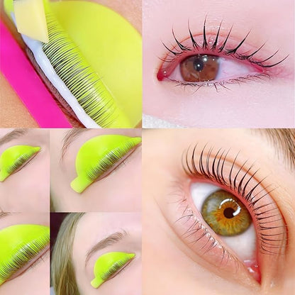 Lash Lift Shields C Curl Eyelash Lifting Shield Lami Lamination Roller Silicone Perm Rod Soft Lash Perming Pad Set For Lash Lift and Tint- Ribbons & Eye Patches (Lemon Flat C Curl Rods)