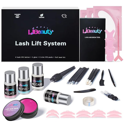 Libeauty Lash Lift Kit with Lash Glue Balm, 2-in-1 Eyelash Perm Kit, 4-6 Weeks Eyelash Lift & Eyebrow Lamination, Complete Tools for Beginners & Professionals