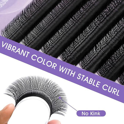 YY Eyelash Extension 0.10mm C Curl 8-14mm Mixed Tray Lash Supplies Premade Fans Y Shape Volume Lash 12 Rows Premium Faux Mink Lash Extensions (8-14 MIX, Black ;0.10 C)