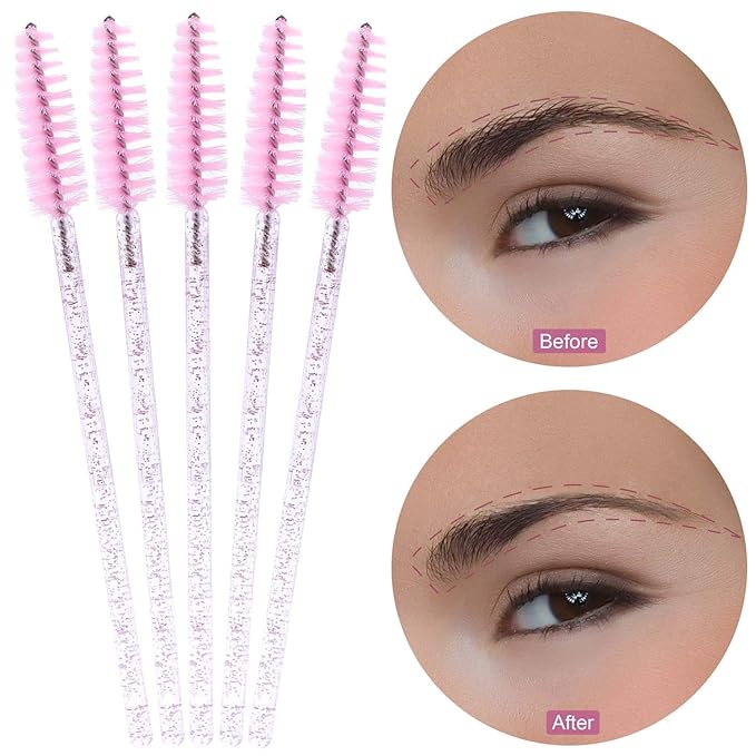 Tbestmax 1000 Disposable Mascara Wands Eyelash Brush Spoolies for Eyebrow Eye Lash Extension Pink
