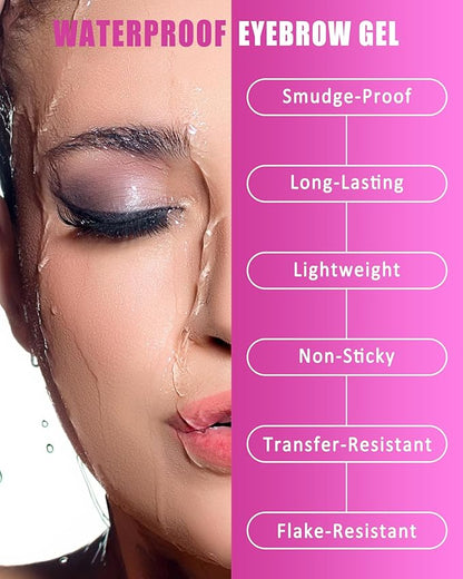 Waterproof Tinted Brow Gel, 2Pcs Thickening Tinted Eyebrow Gel Makeup, Long-Lasting Sweat-proof Eye Brow Mascara Gel Glue, Brow Sculpt and Lift for Natural-Looking, Gel Para Cejas-03 Medium Brown