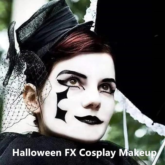 Go Ho Water-Based Clown White Face Paint Stick, Cream to Powder Face Painting, Easy-to-use Body Paint for Halloween SFX Zombie Skeleton Vampire Clown Cosplay Costume Makeup, 0.63oz