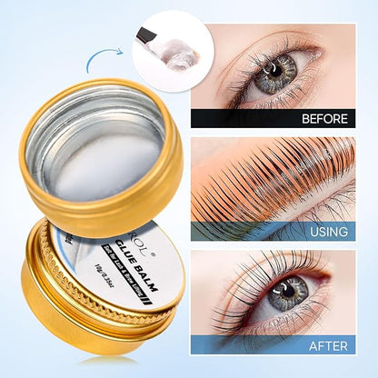 Lash Lift Glue Balm Eyelash Unscented Lifting Perm Strong Hold Lash&Brow Perm Glue Balm Brow Adhesive Powerful Sticky Brow Lamination 0.35Oz/10G