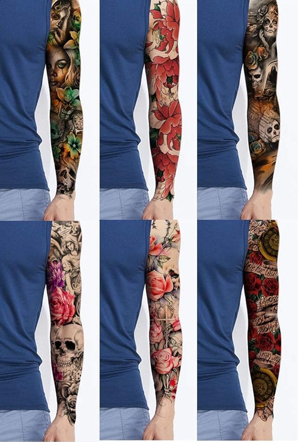 Pinone Full Arm Temporary Tattoo For Man Women L19“xW7”(12 Sheets)