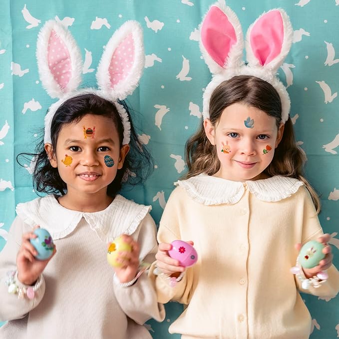 Easter Temporary Tattoos for Kids, Easter Egg and Bunny Fake tattoo for Boys and Girls,Easter Basket Stuffers